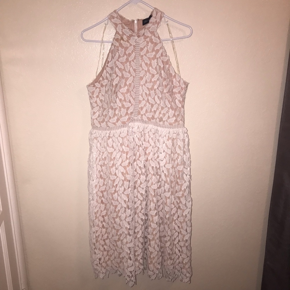 Liza Luxe White Lace Midi Dress